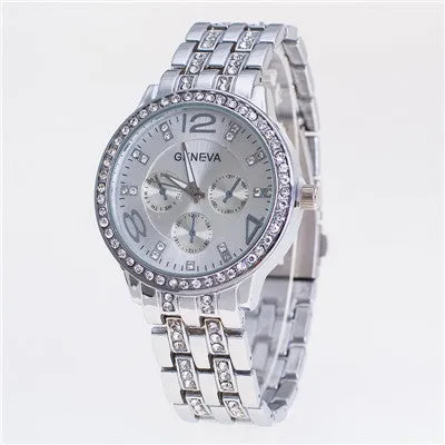 New Fashion Luxury Watch Women Golden Steel Rhinestone Quartz Watch High Quality Elegant Banquet Women Clock Ladies Wristwatch