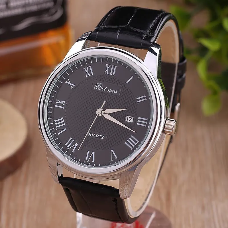 New High Grade Relogio Masculino Luxury Fashion Men Watch Men's PU Leather Business Quartz Watch Relojes Hombre