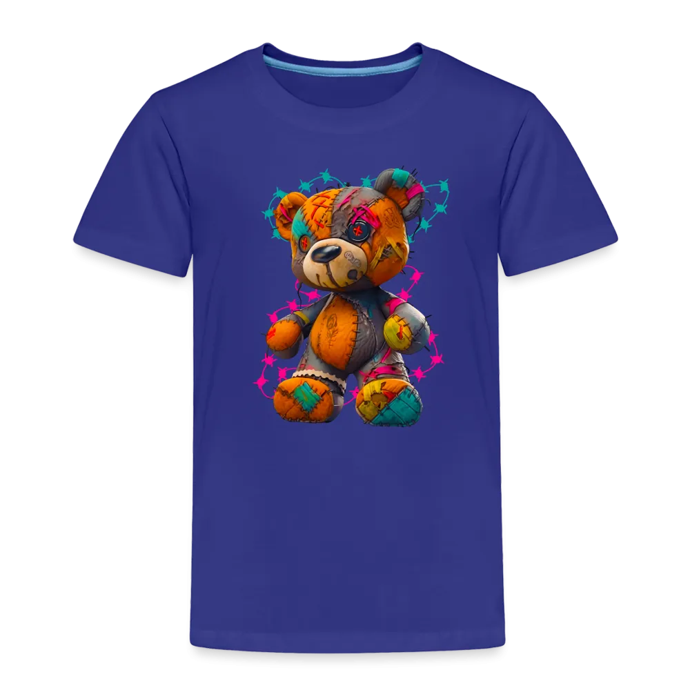 NicholesGifts Toddler Boys Orange Multicolored Teddy Bear Crewneck Short Sleeve T-Shirt