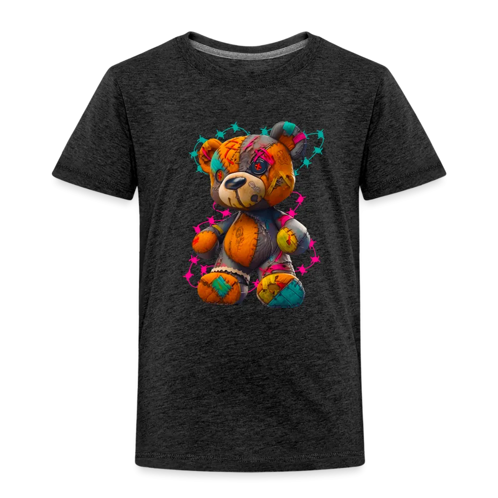 NicholesGifts Toddler Boys Orange Multicolored Teddy Bear Crewneck Short Sleeve T-Shirt