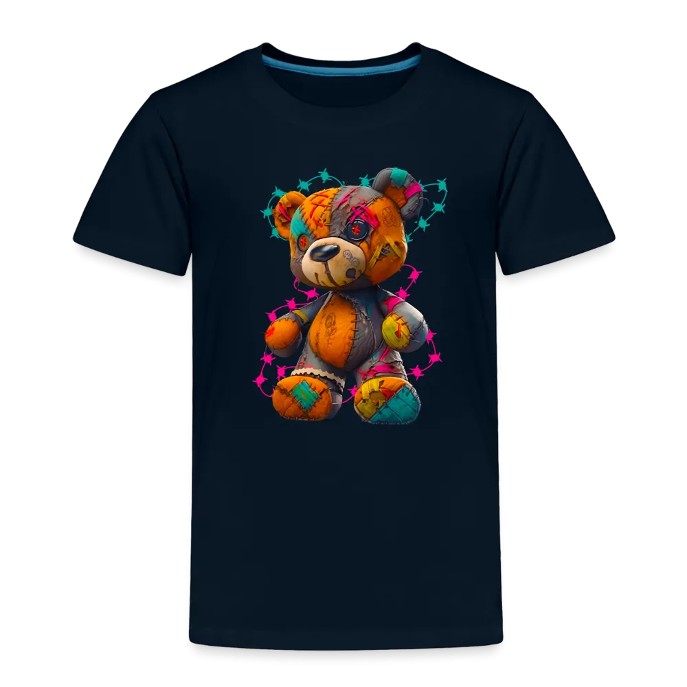 NicholesGifts Toddler Boys Orange Multicolored Teddy Bear Crewneck Short Sleeve T-Shirt