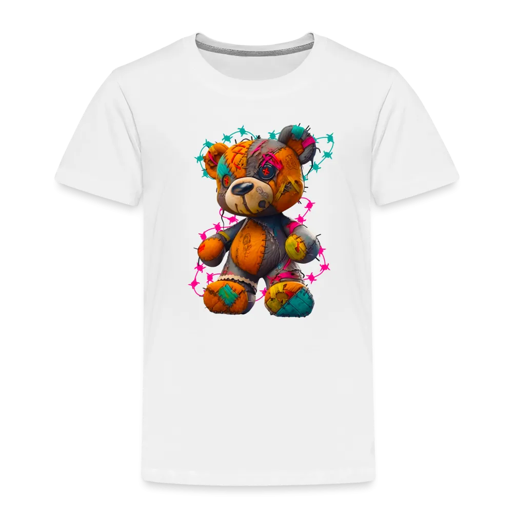 NicholesGifts Toddler Boys Orange Multicolored Teddy Bear Crewneck Short Sleeve T-Shirt