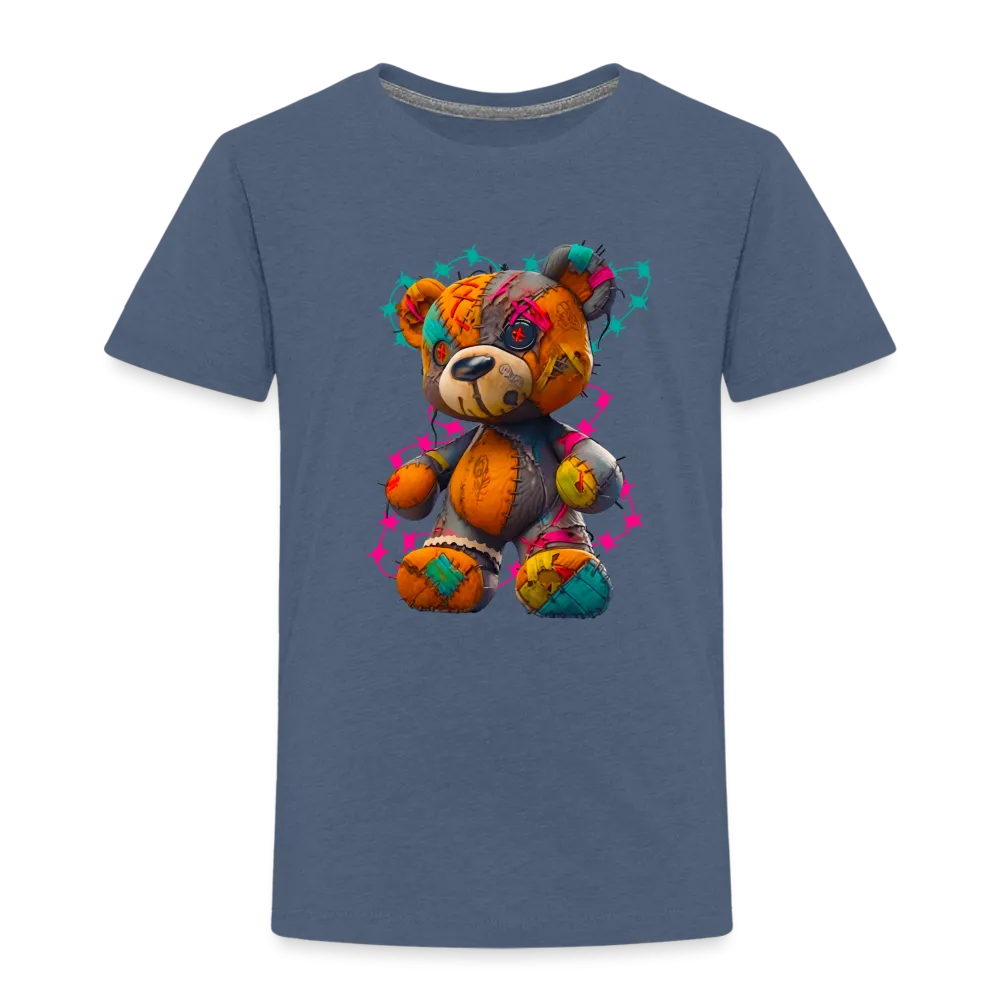 NicholesGifts Toddler Boys Orange Multicolored Teddy Bear Crewneck Short Sleeve T-Shirt