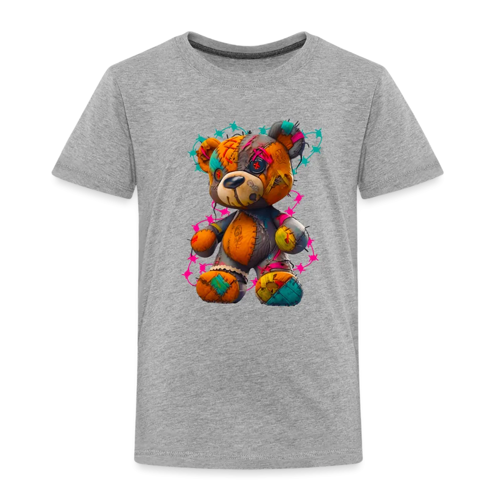 NicholesGifts Toddler Boys Orange Multicolored Teddy Bear Crewneck Short Sleeve T-Shirt