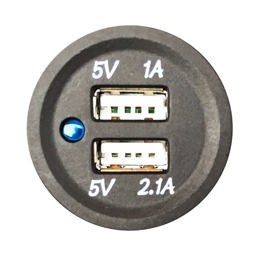 Panel Mount Twin USB Charging Socket 12/24V