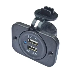 Panel Mount Twin USB Charging Socket 12/24V