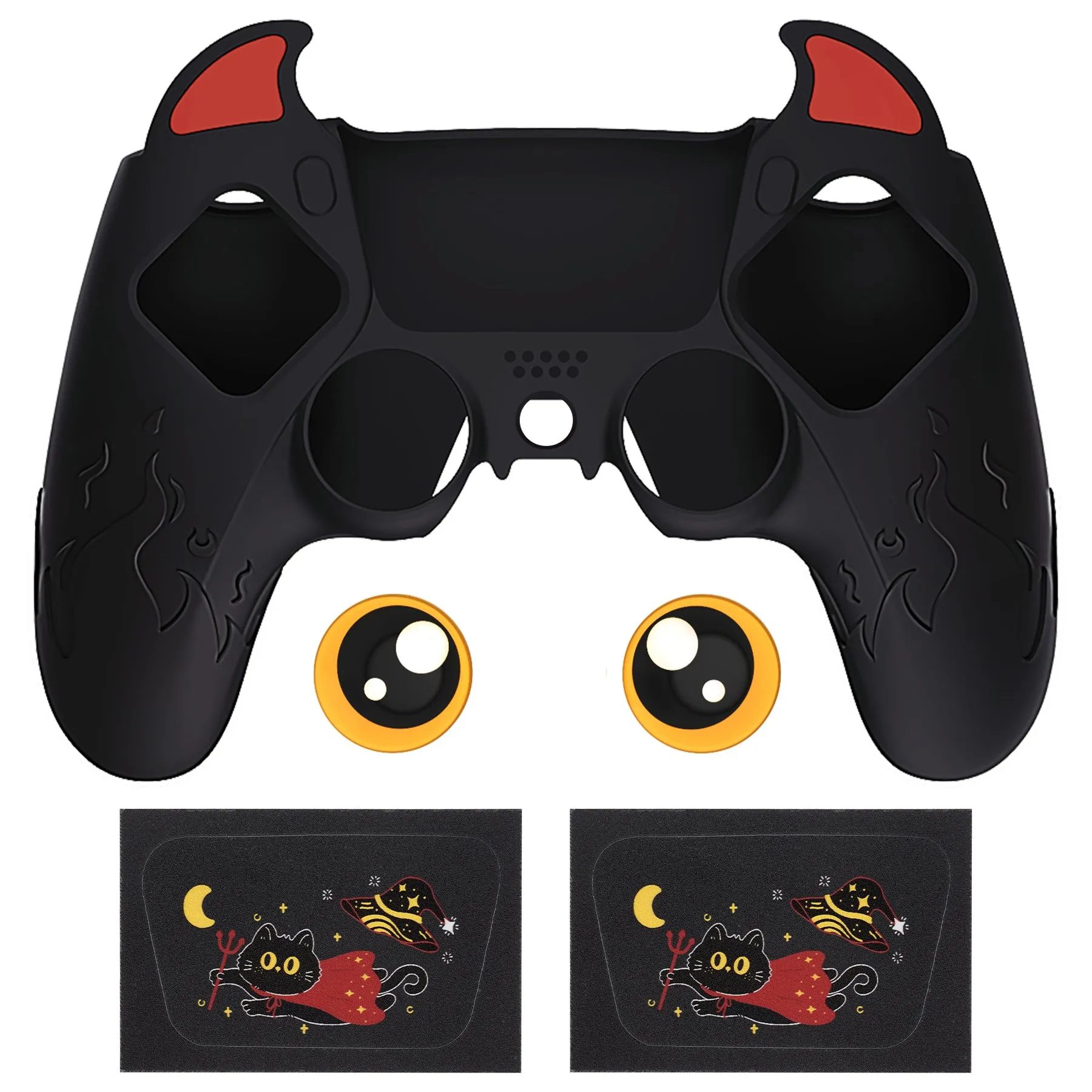 PlayVital Cute Demon Controller Silicone Case Compatible With PS5 Controller - Black - DEPFP001