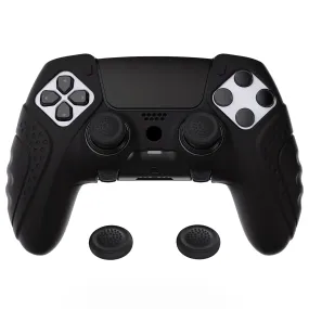 PlayVital Guardian Edition Anti-Slip Ergonomic Silicone Cover Case for ps5 Edge Controller, Soft Rubber Protector Skin for ps5 Edge Wireless Controller with Thumb Grip Caps - Black - EHPFP001