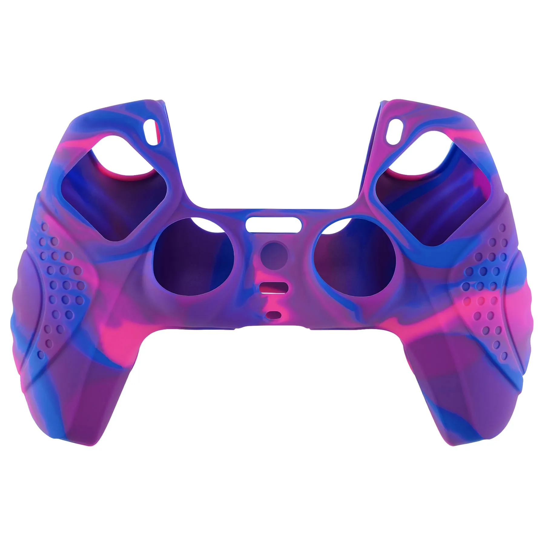 PlayVital Guardian Edition Ergonomic Soft Anti-Slip Controller Silicone Case Cover for ps5, Rubber Protector Skins with Black Joystick Caps for ps5 Controller - Pink & Purple & Blue - YHPF019