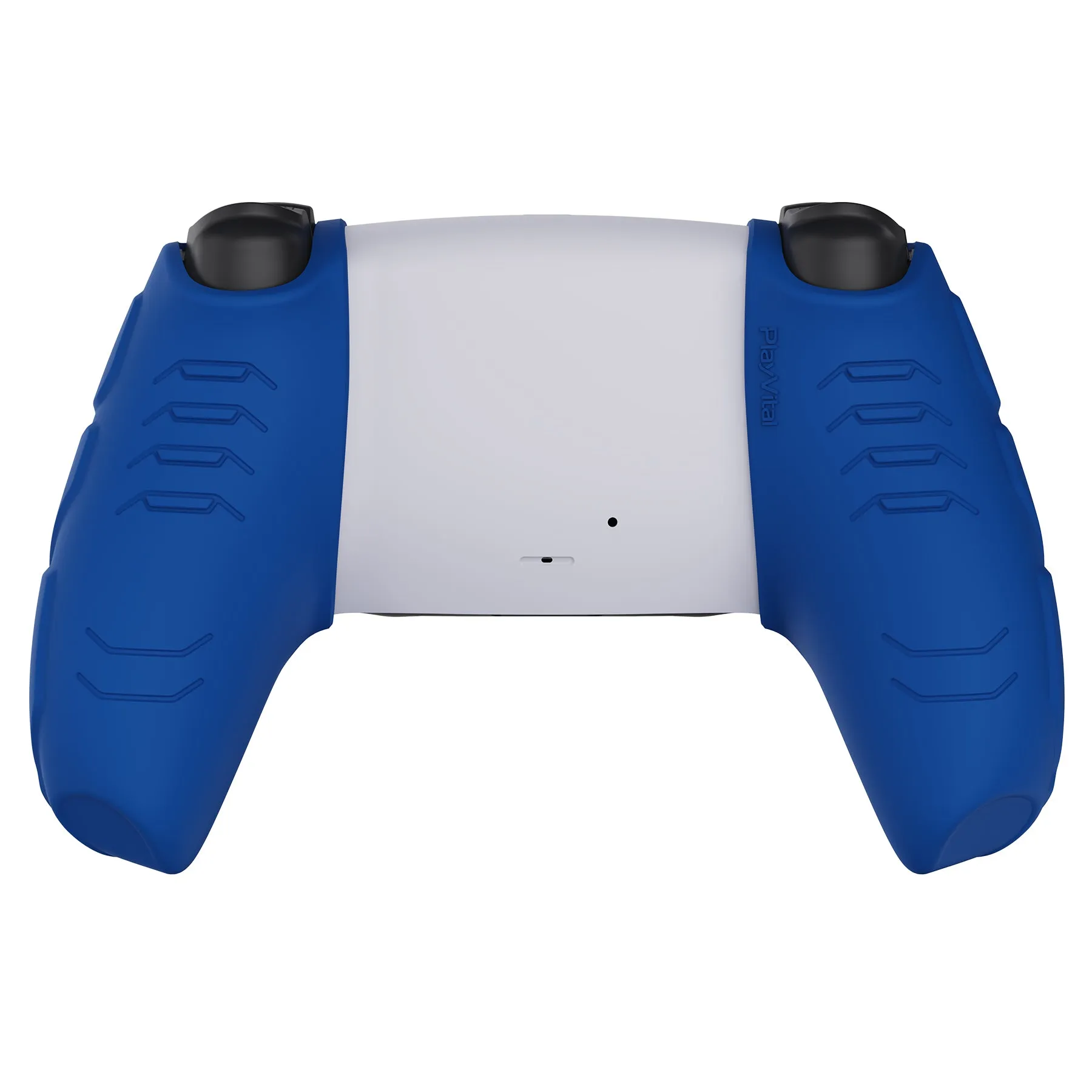 PlayVital Mecha Edition Blue Ergonomic Soft Controller Silicone Case Grips for PS5 Controller, Rubber Protector Skins with Thumbstick Caps for PS5 Controller - Compatible with Charging Station - JGPF005