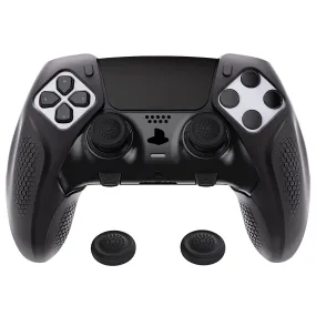 PlayVital Ninja Edition Anti-Slip Half-Covered Silicone Cover Skin for ps5 Edge Controller, Ergonomic Protector Soft Rubber Case for ps5 Edge Wireless Controller with Thumb Grip Caps - Black - EYPFP001