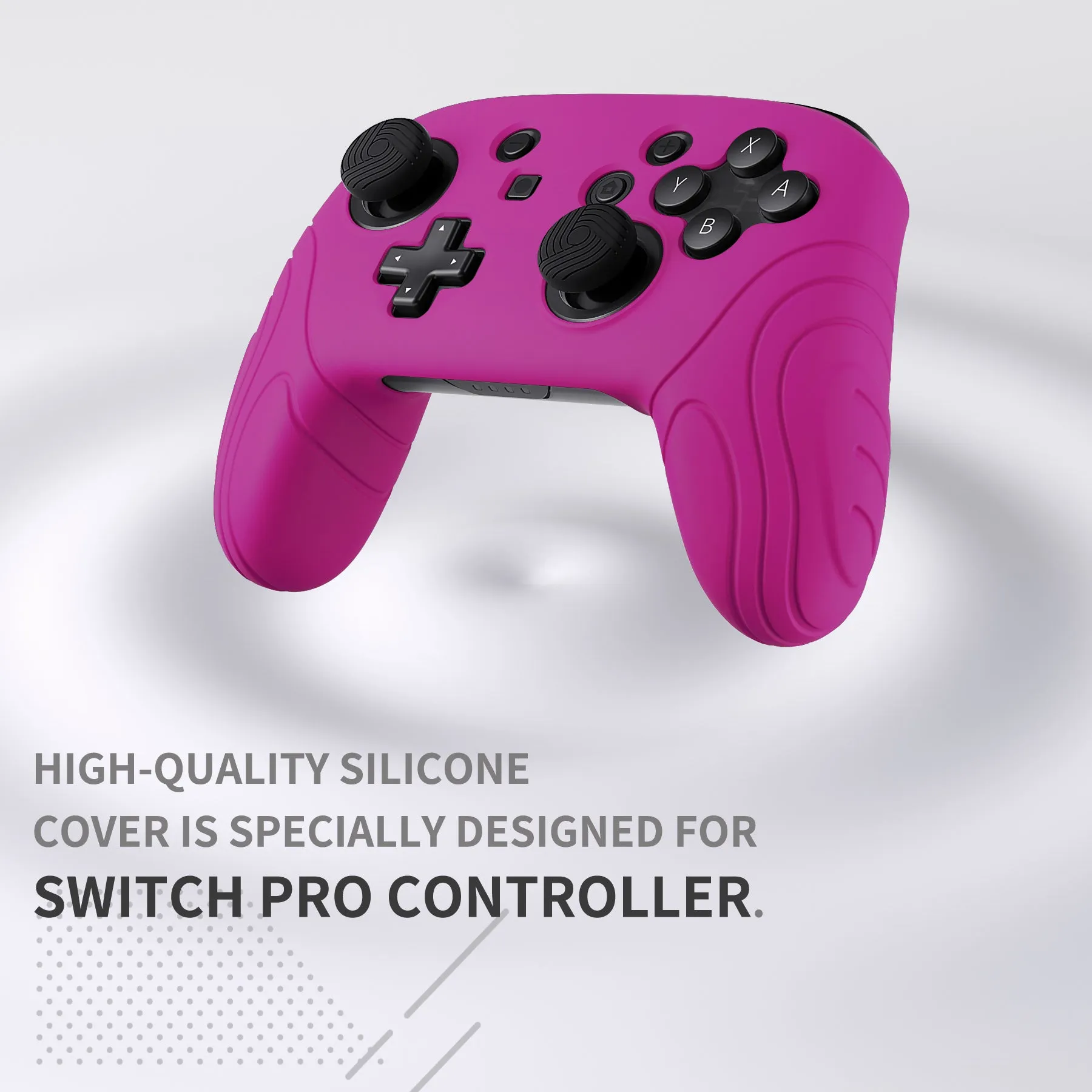 PlayVital Samurai Edition Ergonomic Silicone Skin Protective Case for Nintendo Switch Pro Controller, Soft Anti-slip Controller Grip Protector for Nintendo Switch Pro with Thumb Grip Caps - Neon Purple - EBNPP010