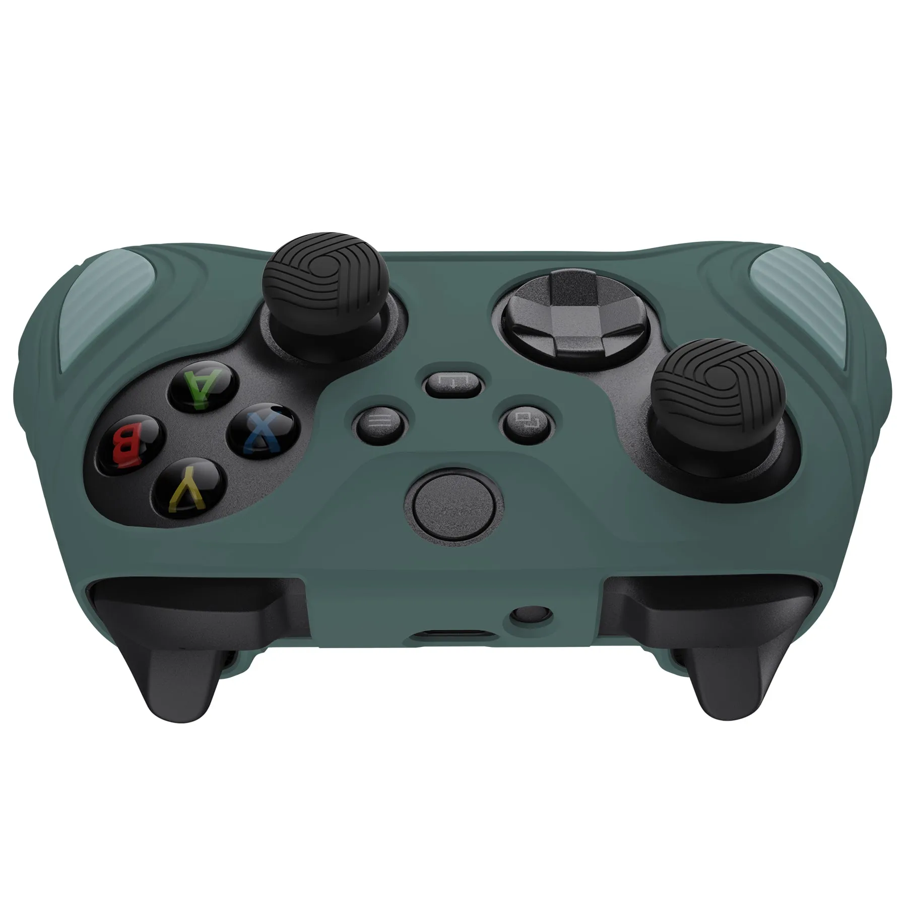 PlayVital Scorpion Edition Two-Tone Anti-Slip Silicone Case Cover for Xbox Series X/S Controller, Soft Rubber Case for Xbox Core Controller with Thumb Grip Caps - Templeton Gray & Jade Grey - SPX3009