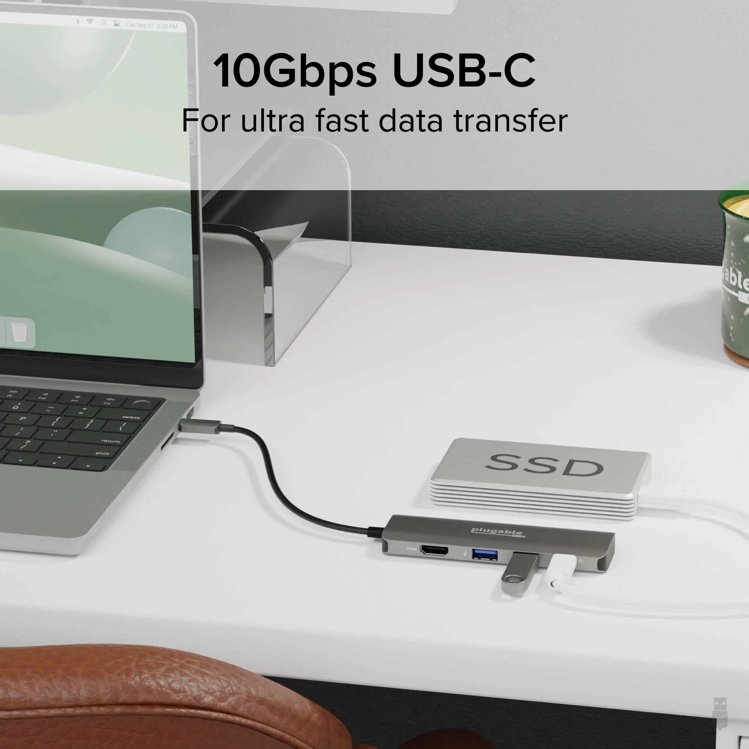 Plugable 4-in-1 USB-C Hub with 4K HDMI, 100W Charging