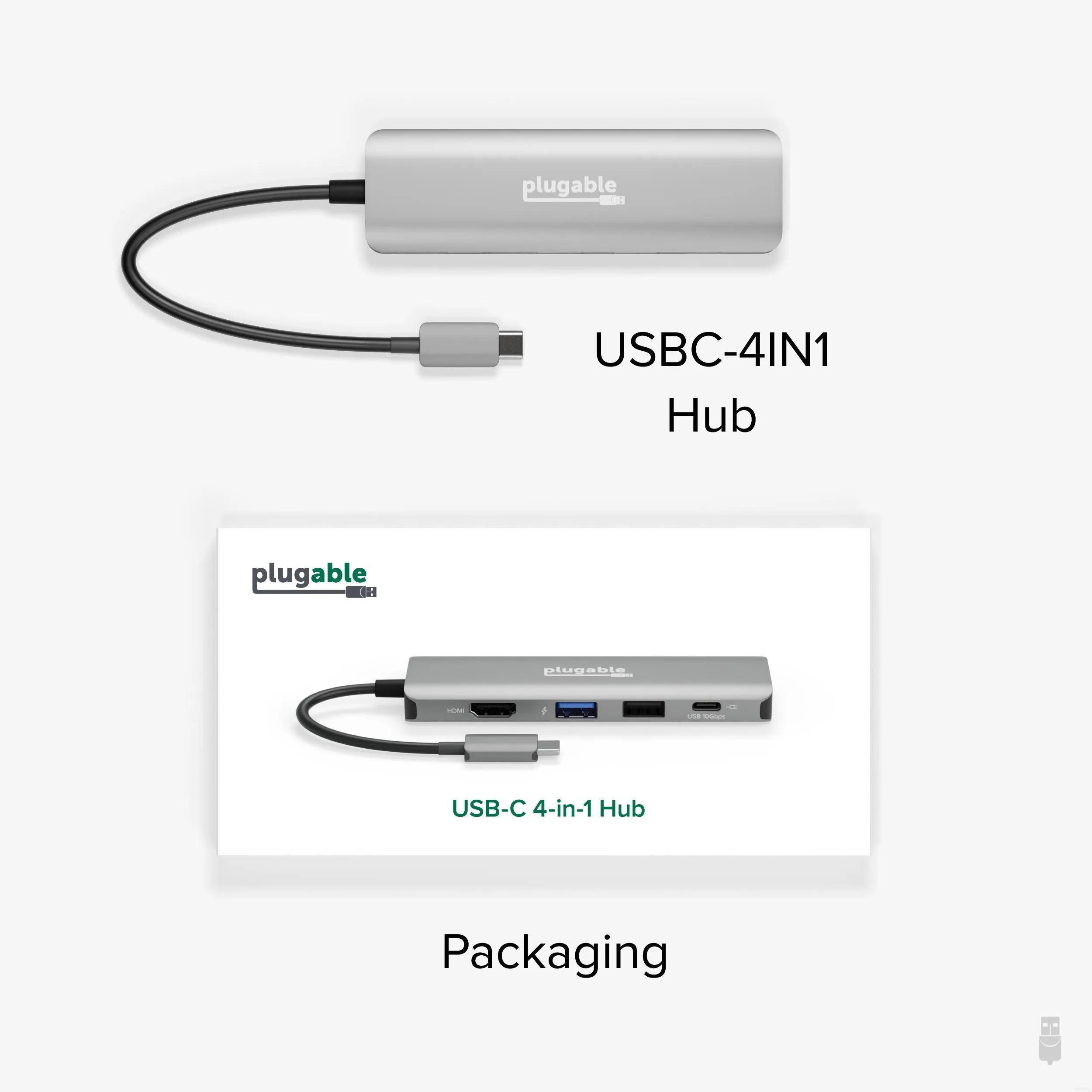 Plugable 4-in-1 USB-C Hub with 4K HDMI, 100W Charging