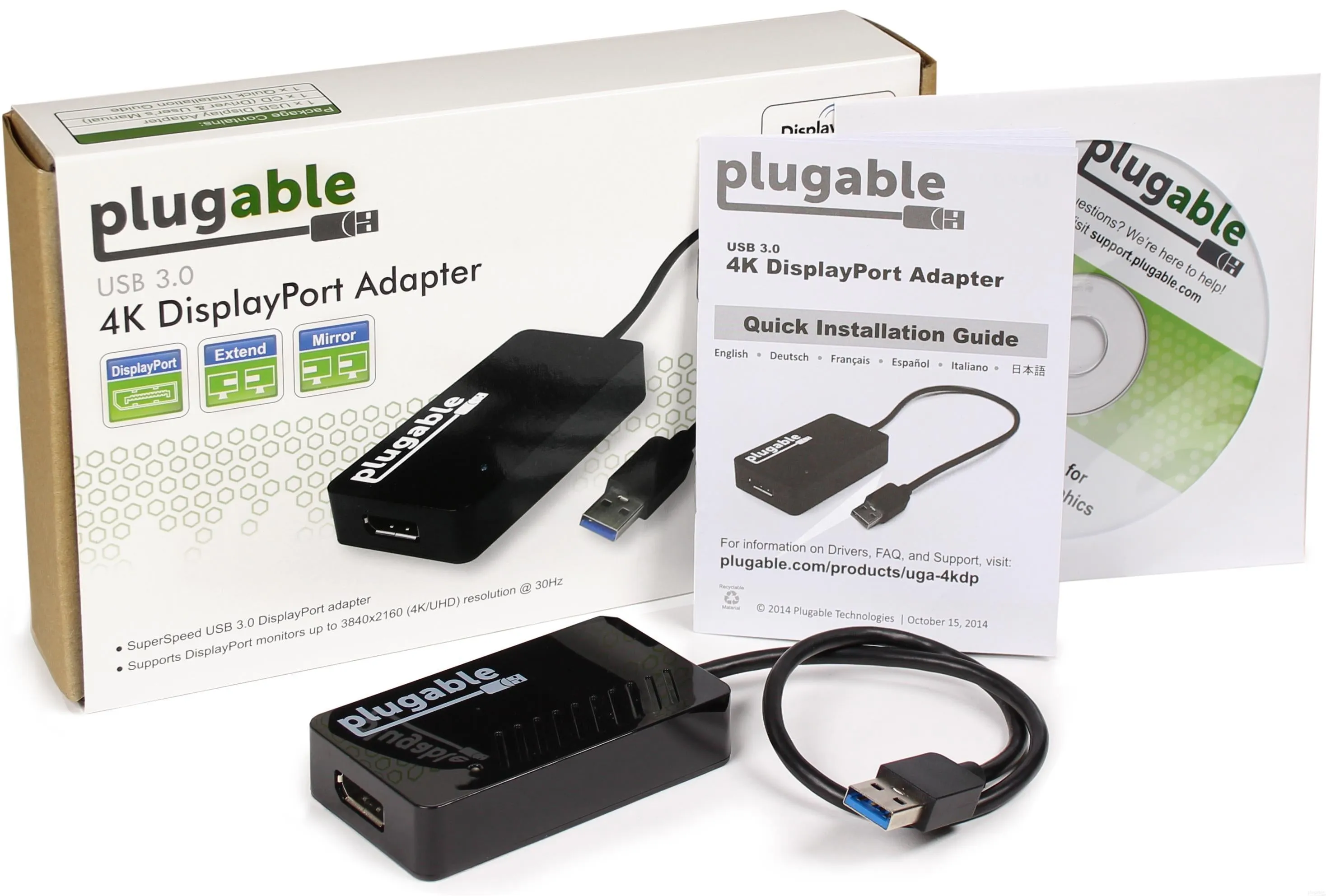 Plugable USB 3.0 4K DisplayPort Adapter for Multiple Monitors