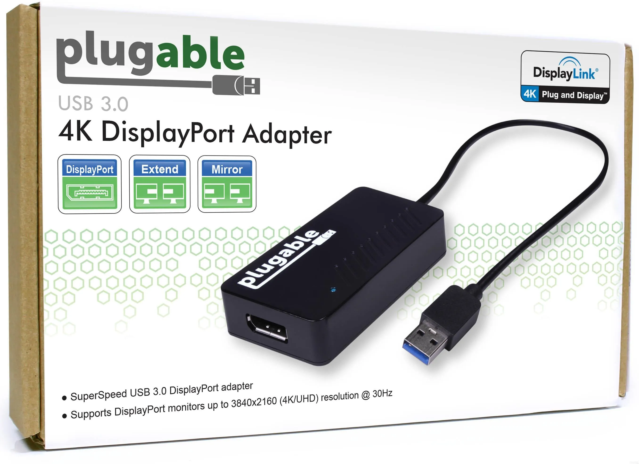 Plugable USB 3.0 4K DisplayPort Adapter for Multiple Monitors