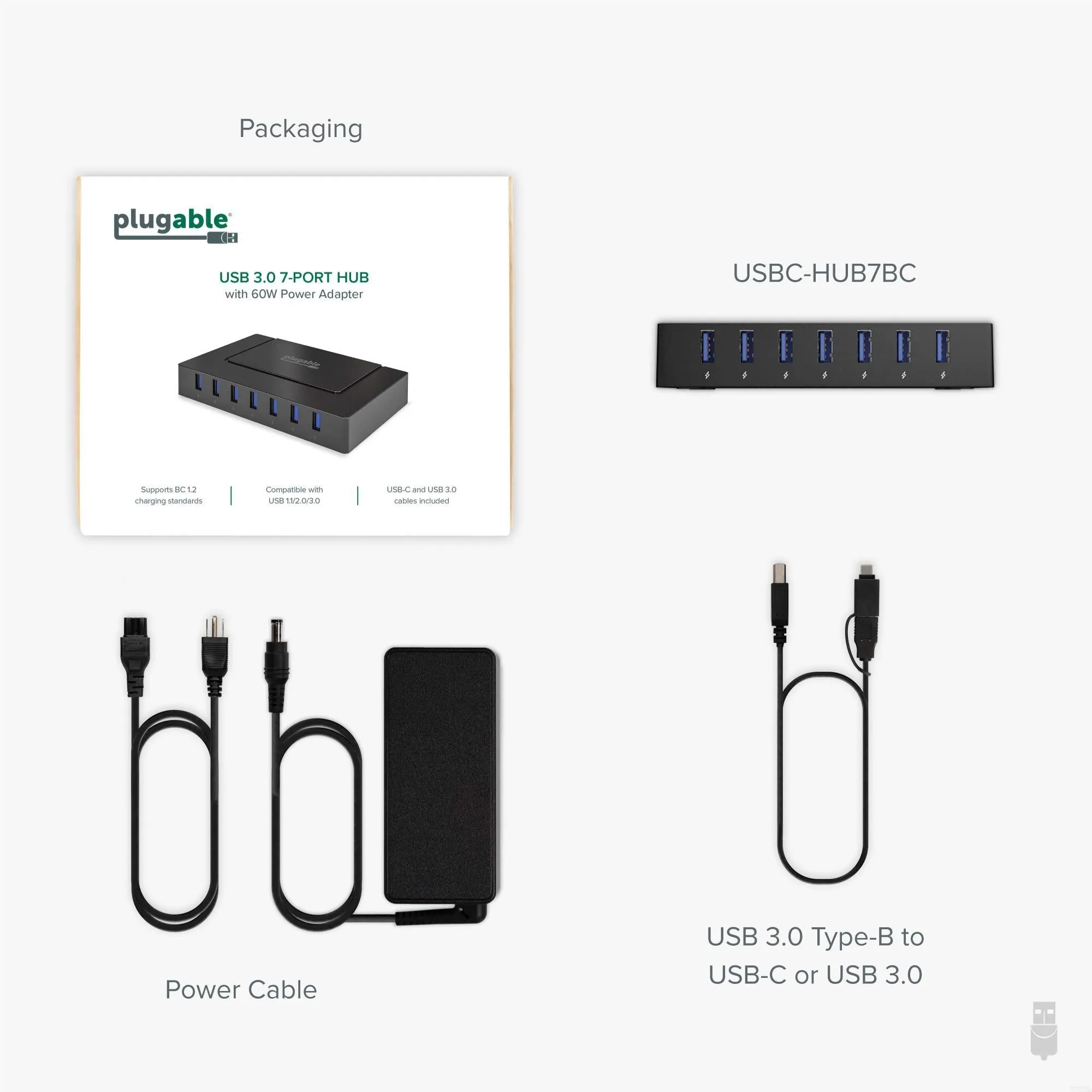 Plugable USB 3.0 and USB-C 7-Port Charging Hub