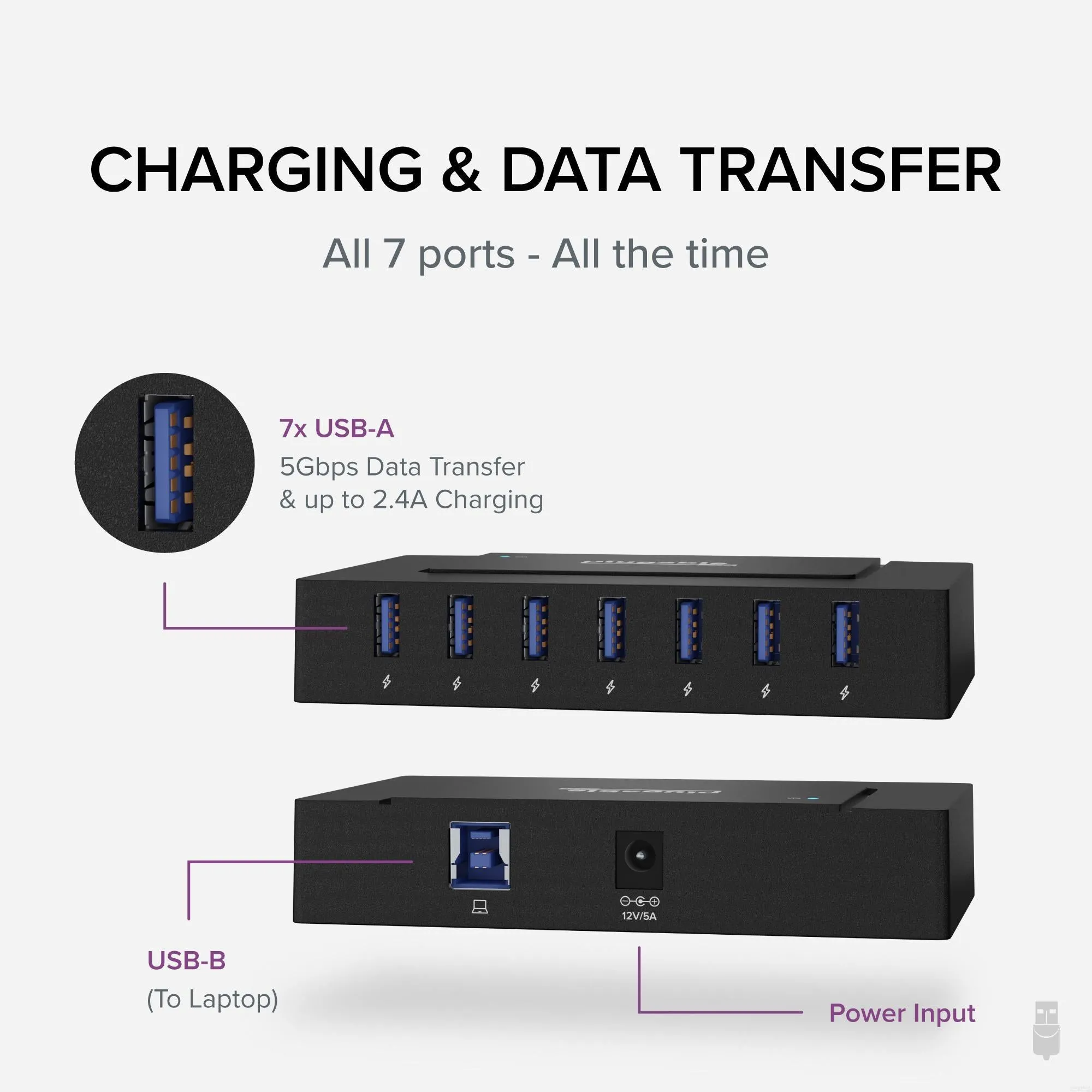 Plugable USB 3.0 and USB-C 7-Port Charging Hub