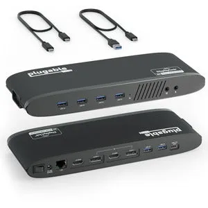 Plugable USB 3.0 Dual 4K Display Horizontal Docking Station with DisplayPort and HDMI for Windows and Mac