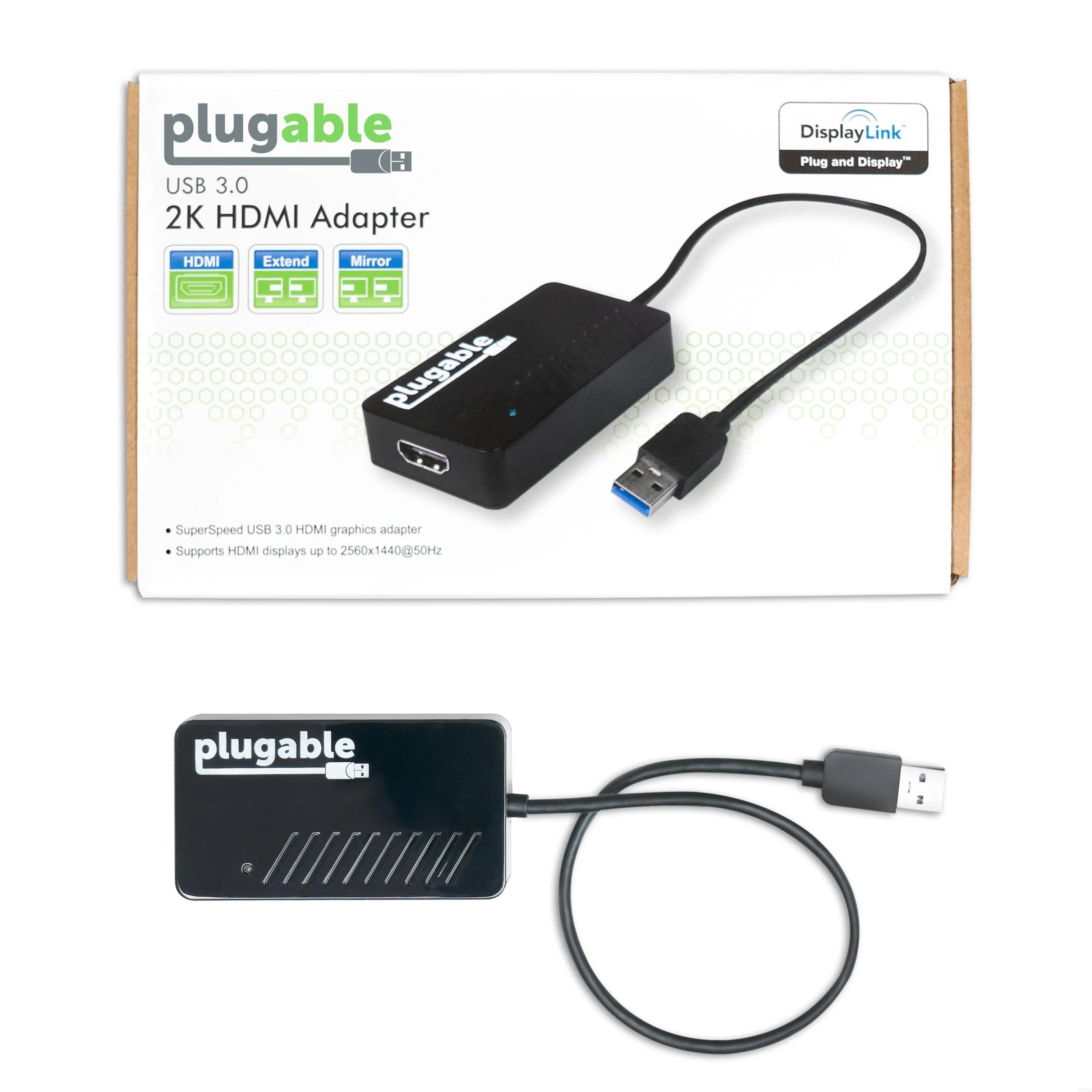 Plugable USB 3.0 to 2K HDMI Video Graphics Adapter with Audio for Multiple Monitors