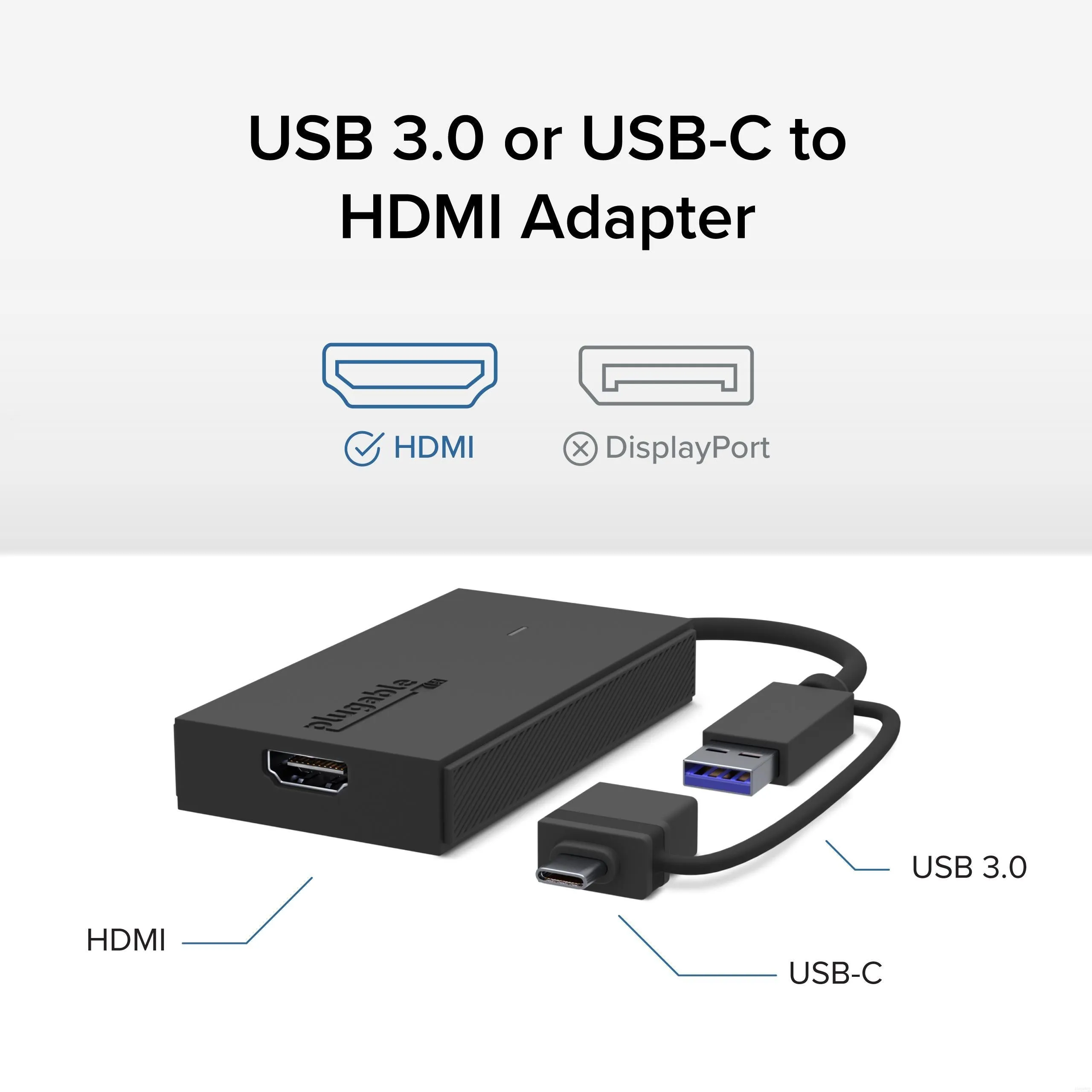 Plugable USB-C or USB 3.0 to HDMI Adapter