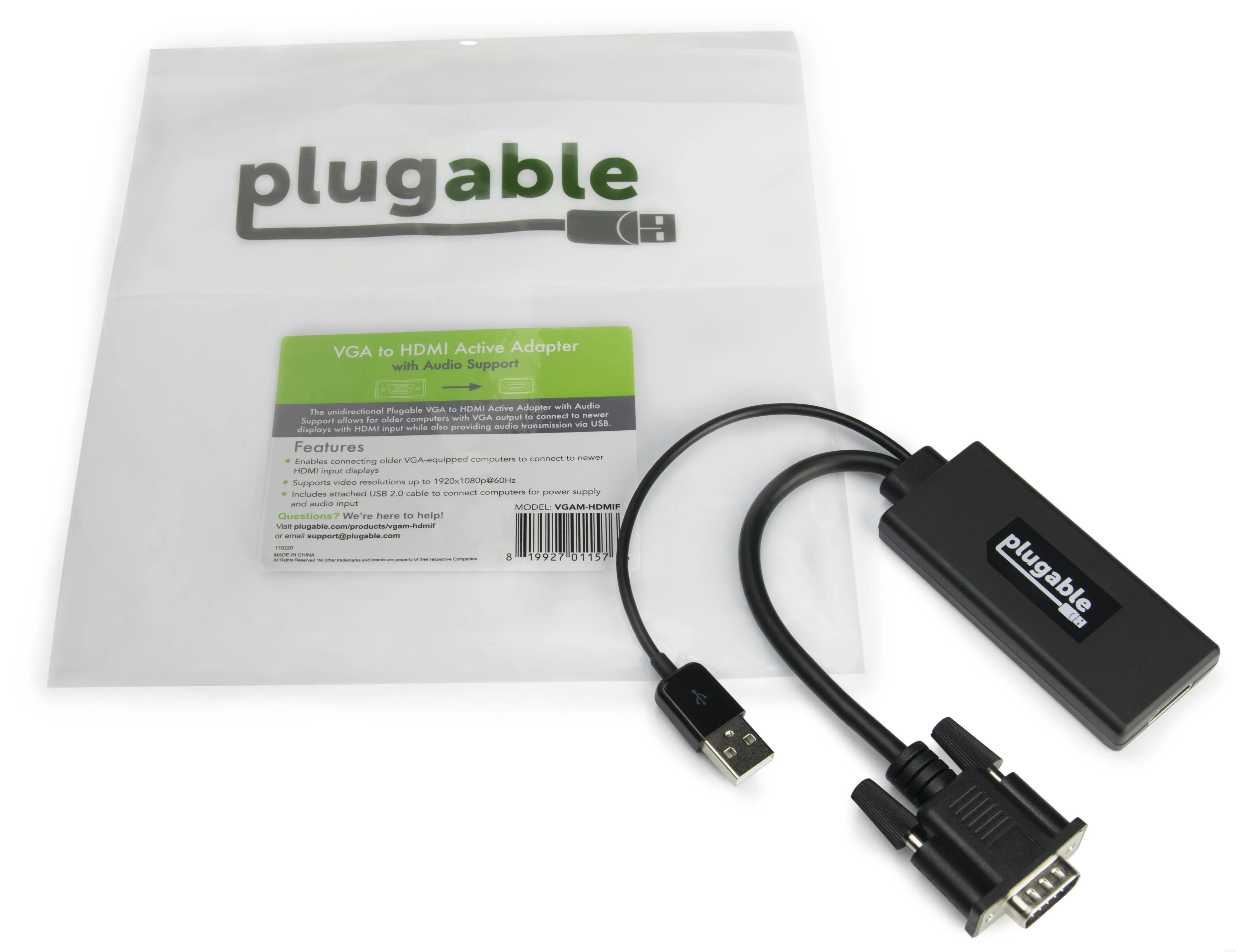 Plugable VGA to HDMI Active Adapter with Audio