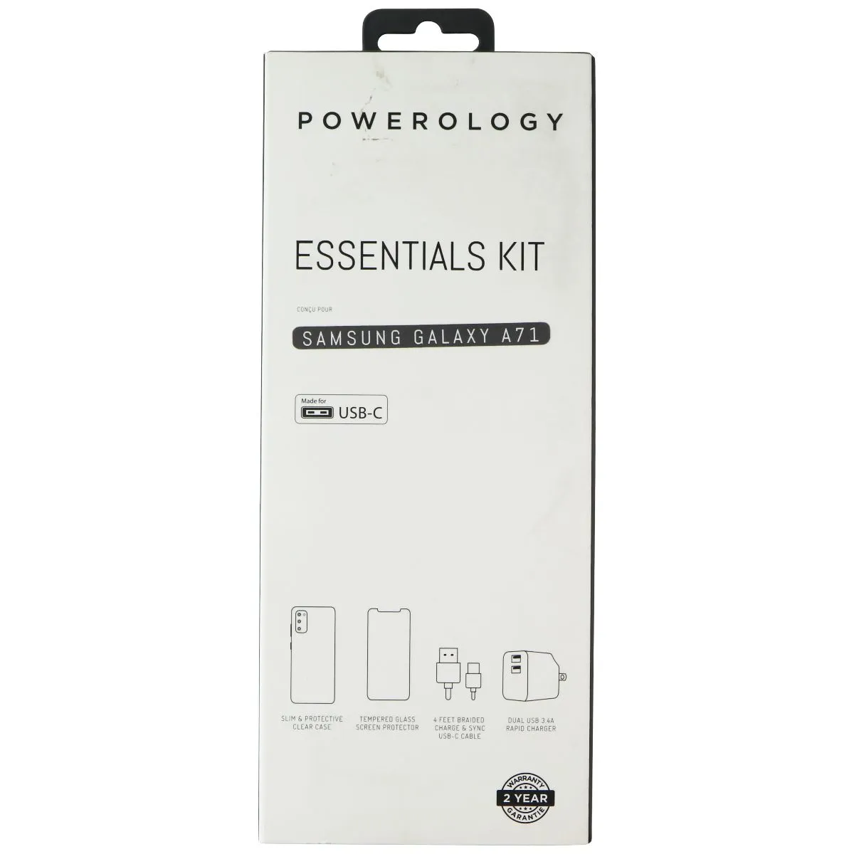 Powerology Essentials Kit w/ Case and Power for Samsung Galaxy A71 - Clear