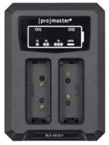 Promastrer 65597 Dually Charger - USB for OM System BLS50