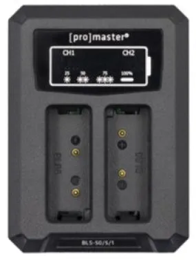 Promastrer 65597 Dually Charger - USB for OM System BLS50