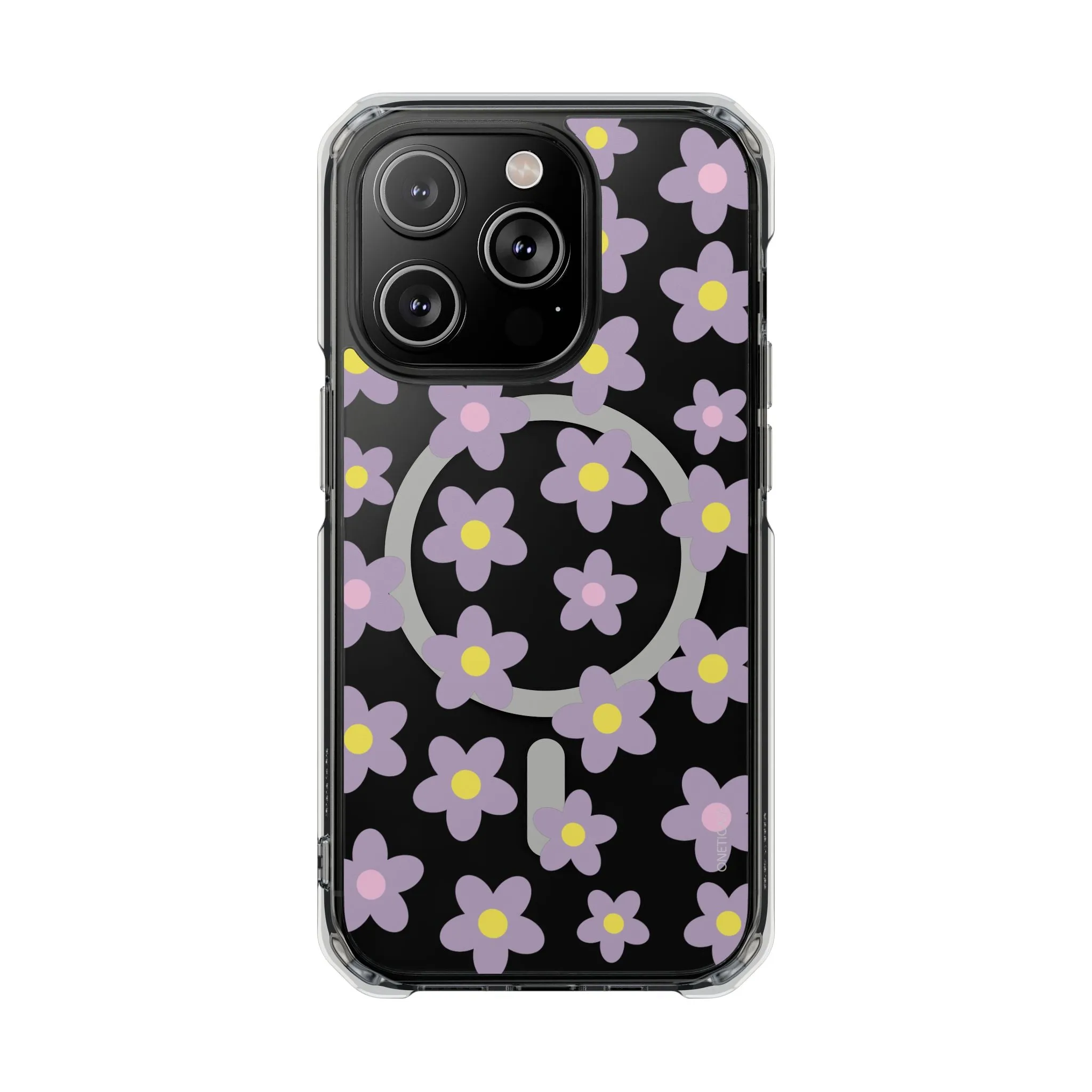 Purple Daisies Magnetic Clear Case for iPhone Series