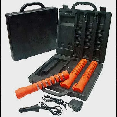 Rechargeable LED Baton Road Flare Kit - Orange / Red LED (3-pack)