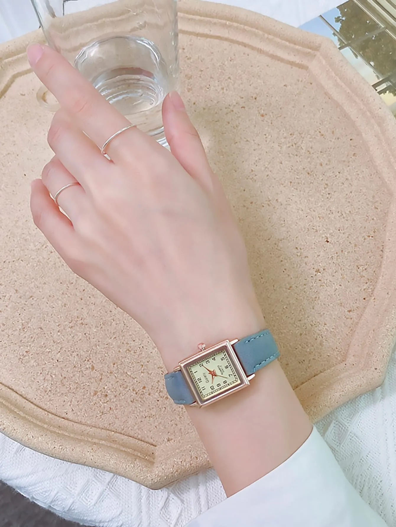 Rectangle Pointer Quartz Watch