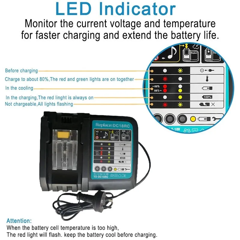 Replacement Makita Battery Charger For Bl1830/Bl1840/Bl1850 Battery