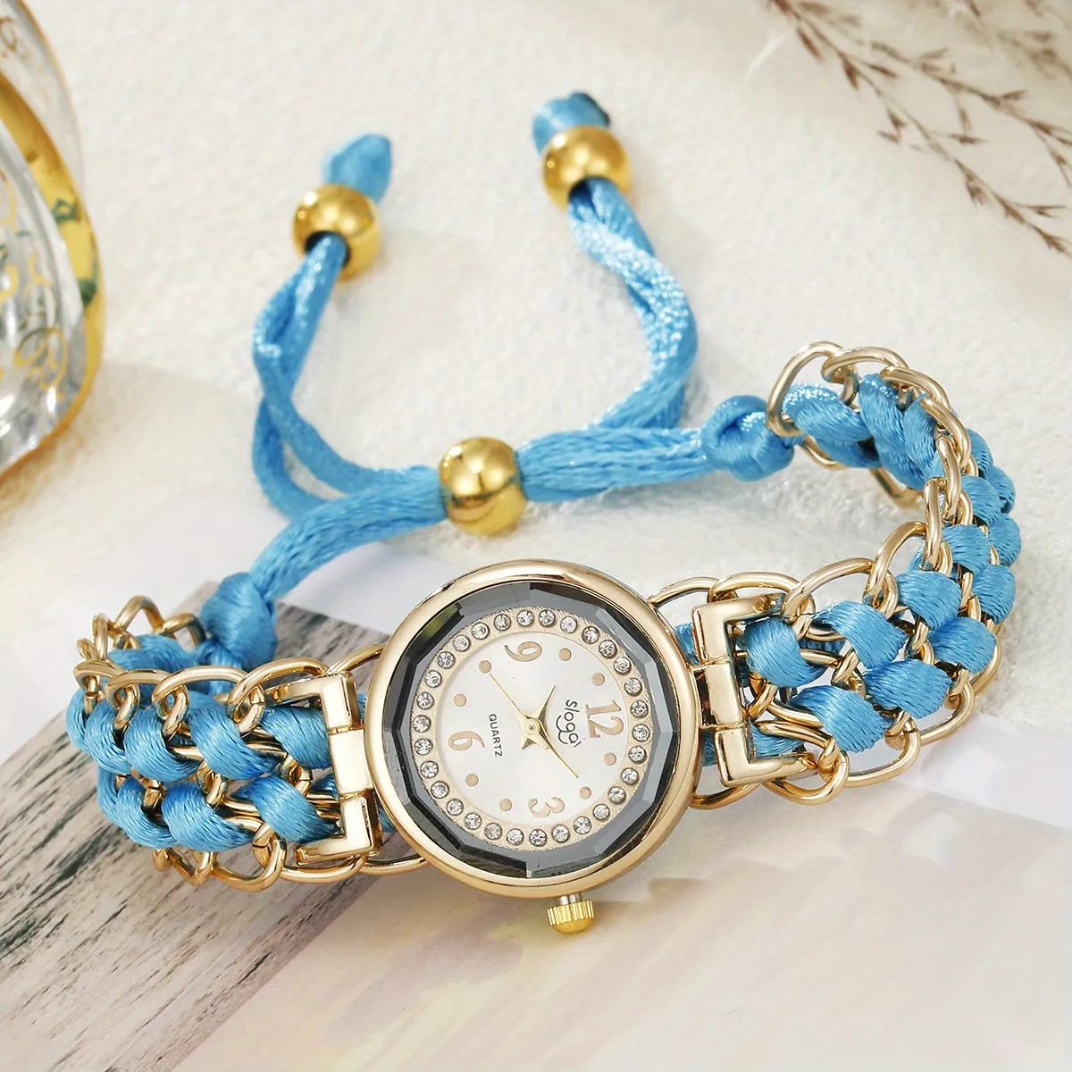 Rhinestone Quartz Bracelet Watch Chic Womens Fashion Accessory