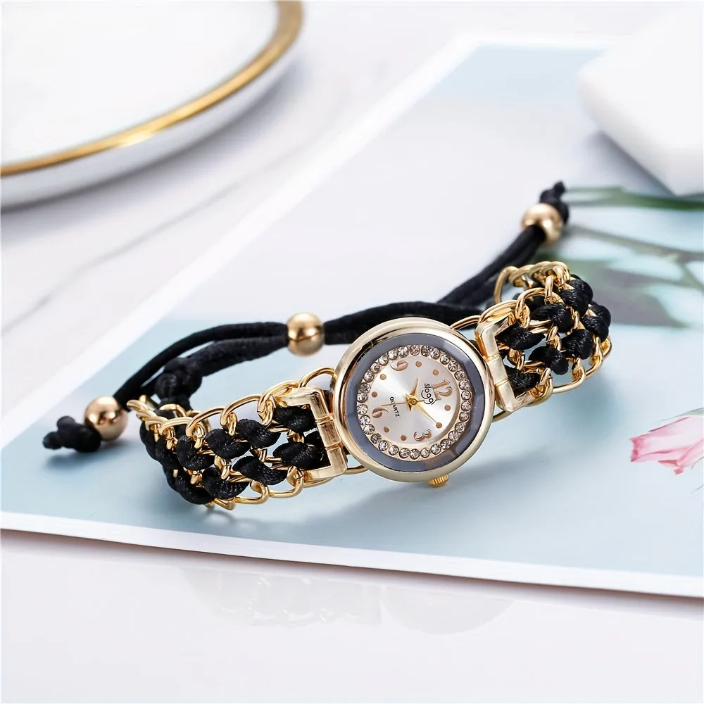 Rhinestone Quartz Bracelet Watch Chic Womens Fashion Accessory