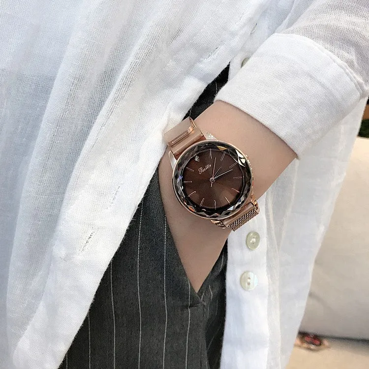 Round Dial Magnetic Strap Women's Watch