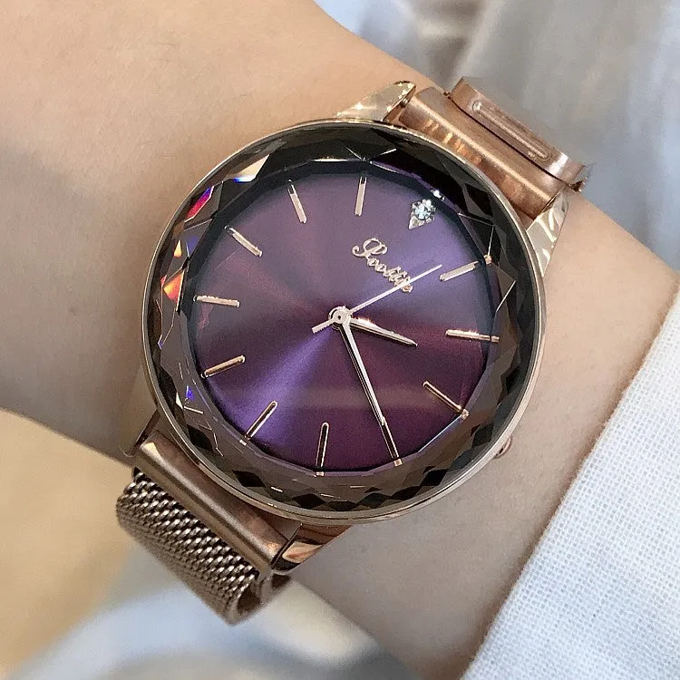 Round Dial Magnetic Strap Women's Watch