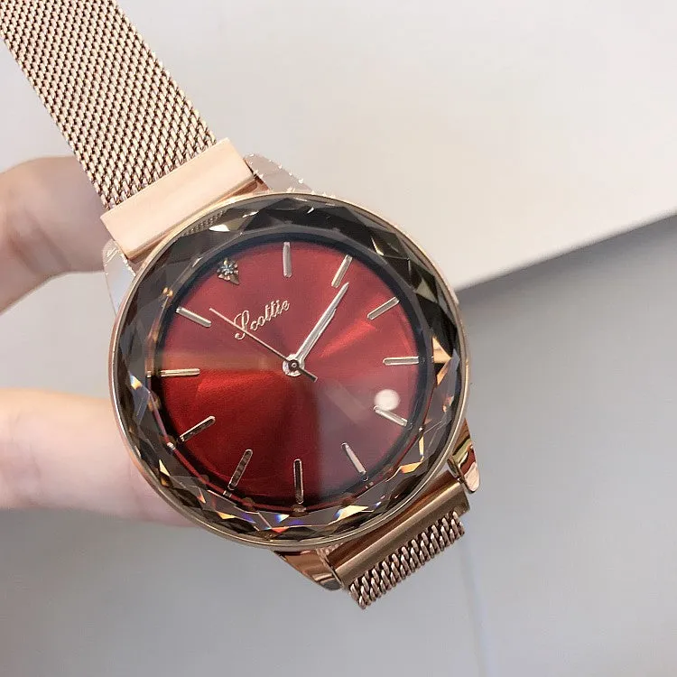 Round Dial Magnetic Strap Women's Watch