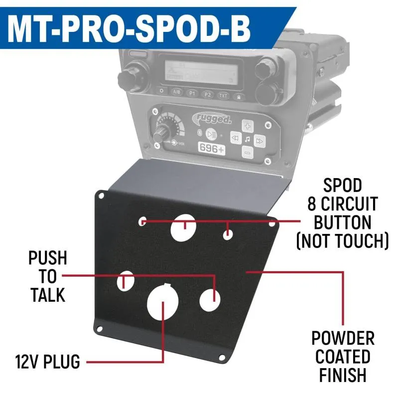 Rugged Radios Lower Accessory Panel - Rocker Switch - Polaris RZR PRO XP/RZR Turbo R/RZR PRO R Dash Mount Radio/Intercom