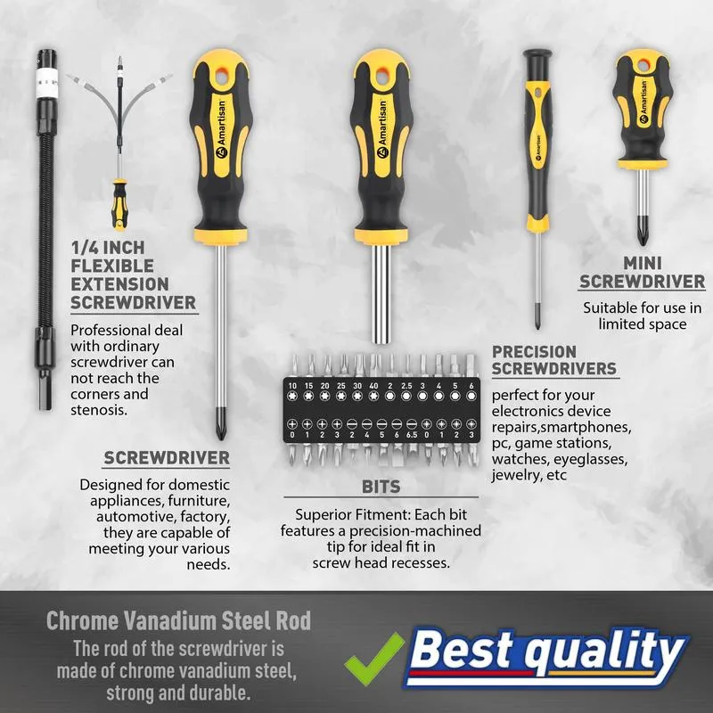 SAKER Magnetic Screwdrivers Set with Case(43PCS)