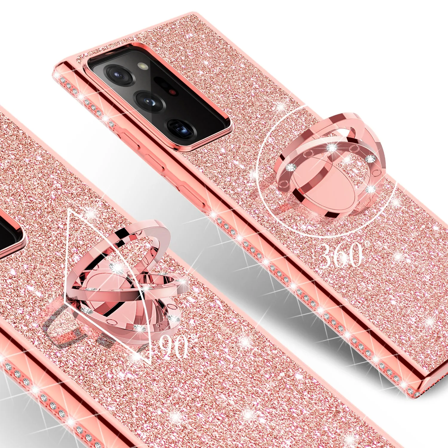 Samsung Galaxy A71 5G Case, Glitter Cute Phone Case Girls with Kickstand,Bling Diamond Rhinestone Bumper Ring Stand Sparkly Luxury Clear Thin Soft Protective Samsung Galaxy A71 5G Case for Girl Women - Rose Gold