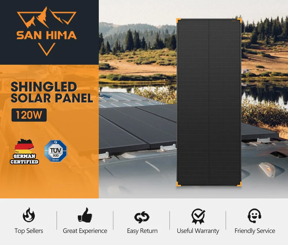 San Hima 120W Solar Panel Kit Mono Shingled Fixed Power Camping Battery Charging