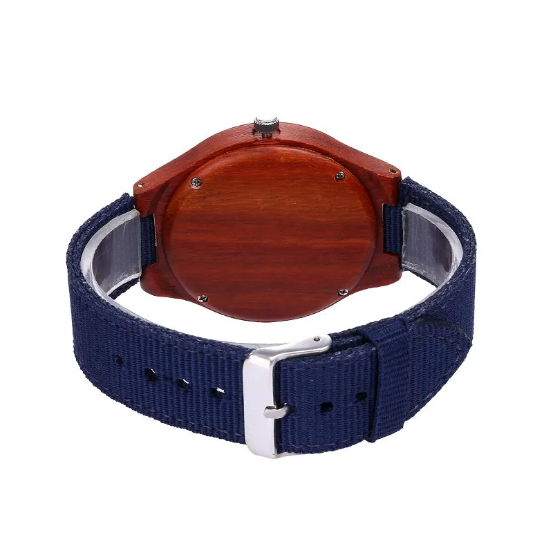 Six-pin Dial Nylon Strap Wooden Watch