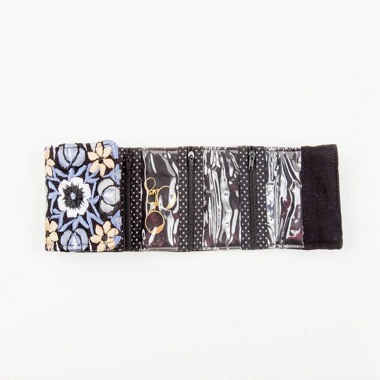 Small Embroidered Travel Wallet or  Jewelry Case