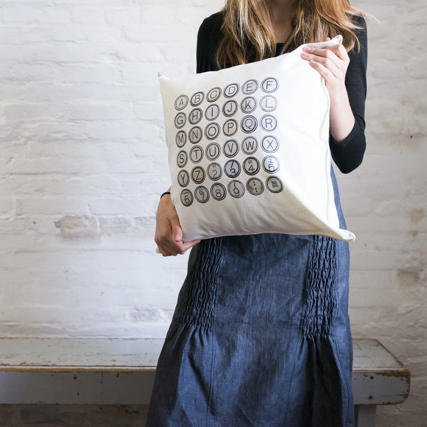 square typewriter pillow