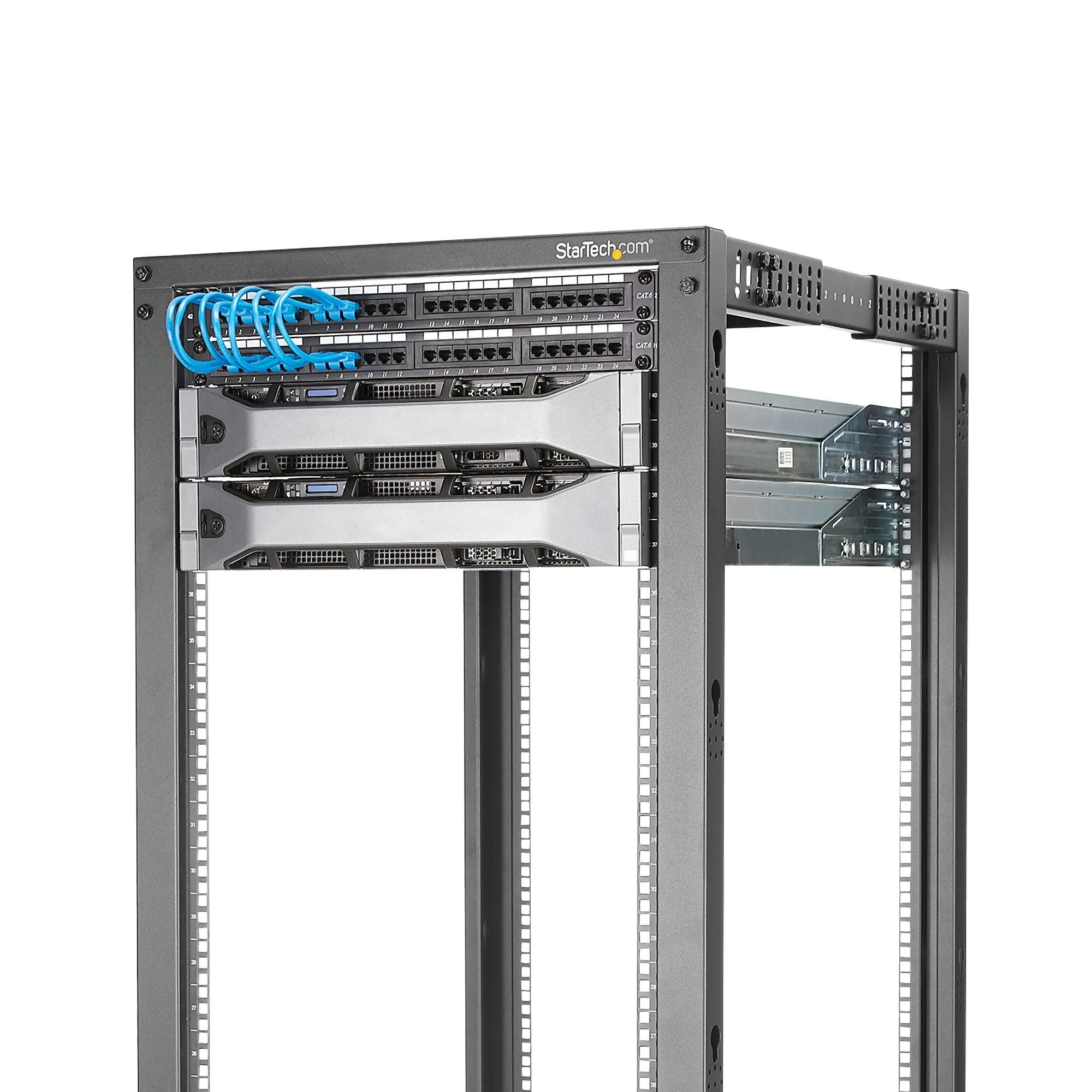 Startech.Com 15U 19" Open Frame Server Rack, 4 Post Adjustable Depth 22-40" Mobile, Free Standing Rolling Network/Comput