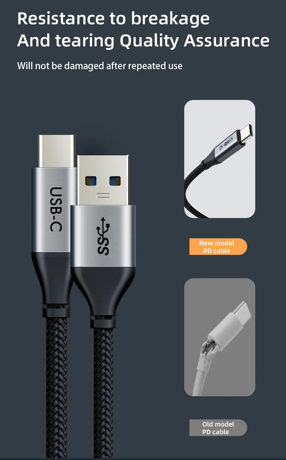 Superspeed 5Gbps USB 3.0 A to USB C Charge Cable 3m