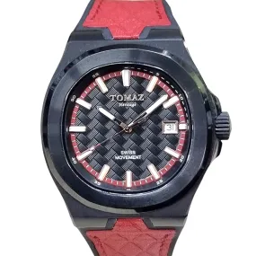 Tomaz Men's Watch TQ029M-D6 (Black) Red Silicone Strap 41.8mm