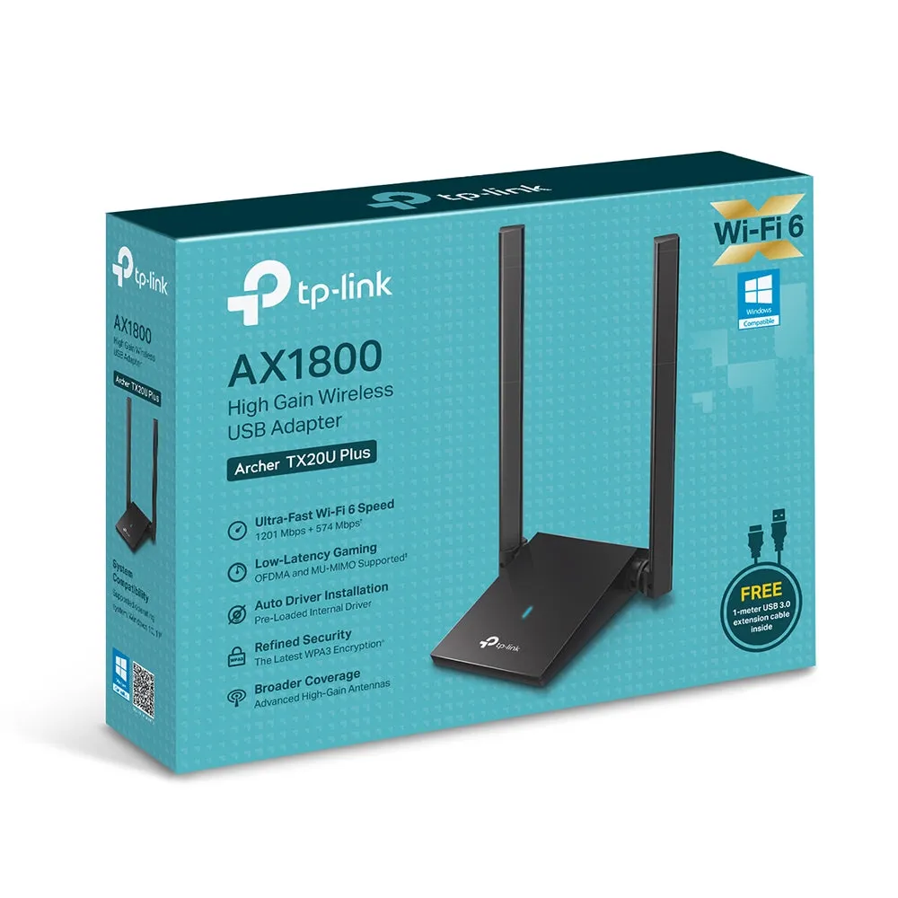 TP-Link Archer TX20U Plus WiFi 6 High Gain AX1800 USB 3.0 Wireless Wi-Fi Adapter